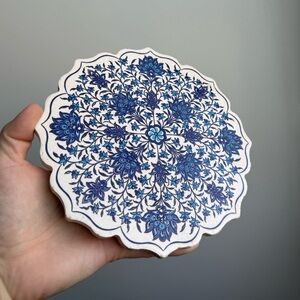 Turkish Blue Floral Ceramic Trivet Kitchen Home Decor